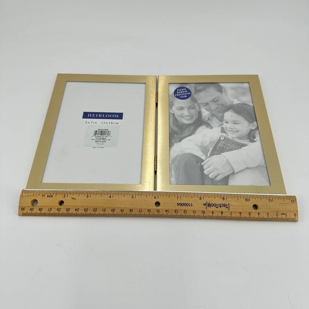 Heirloom Gold Metal Double Hinged 5x7 Picture Frame 183357GW Tabletop Decor
